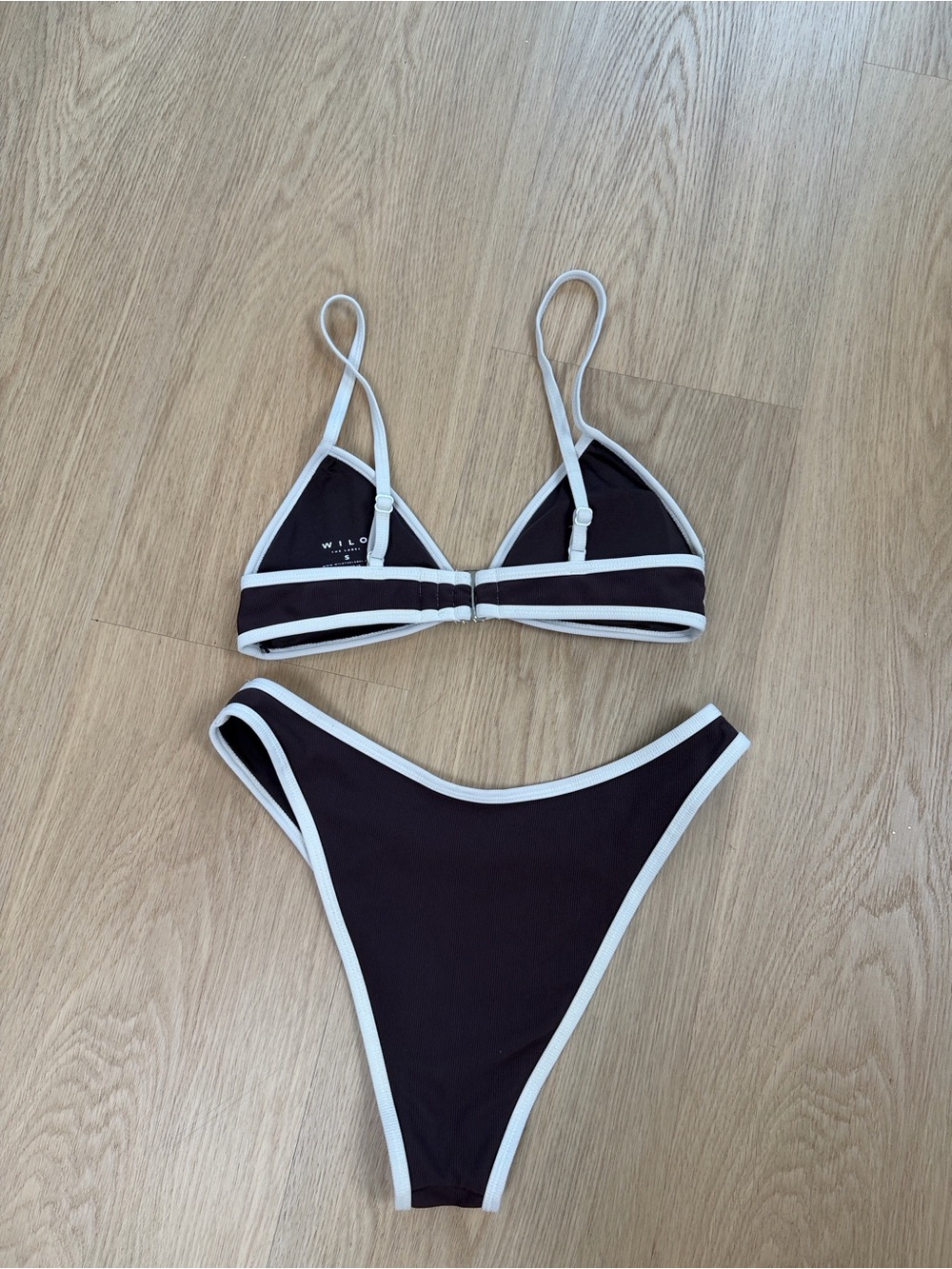 NWOT Wilo The Label 3pc Chocolate Bikini Set S - Picture 4 of 5